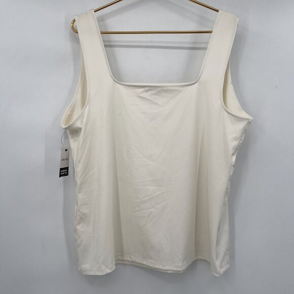 Nine West Plus Women’s Plus 3X Sculpting Stretch Tank Top in Daisy Dew Ivory NWT - Picture 4 of 9